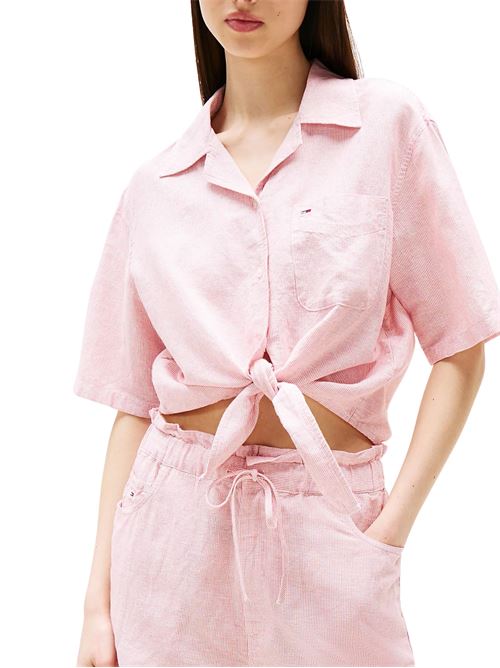 Camicetta donna rosa misto lino Tommy Jeans | DW0DW20286TH3